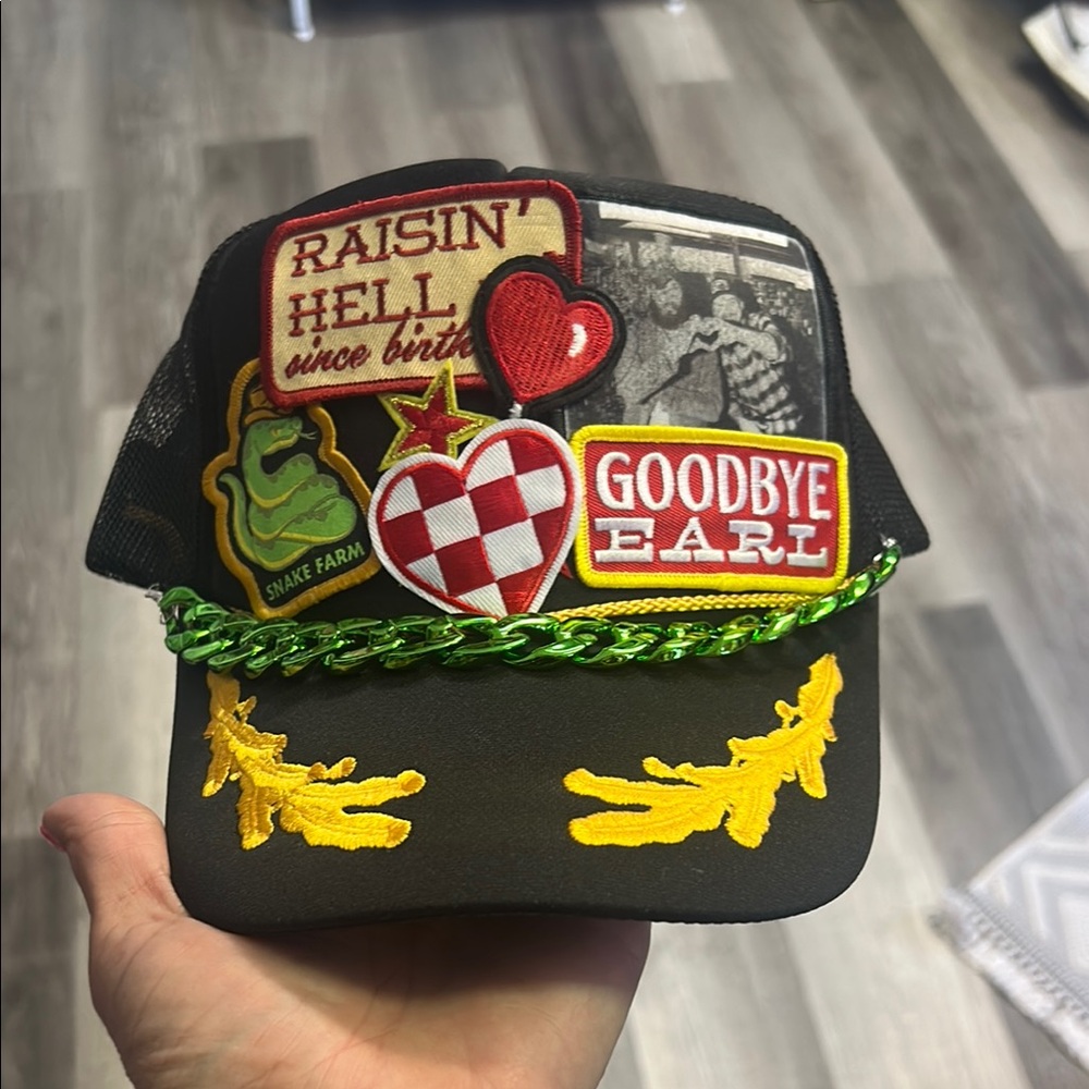 OTTO Black Trucker Hat with Colorful Patches